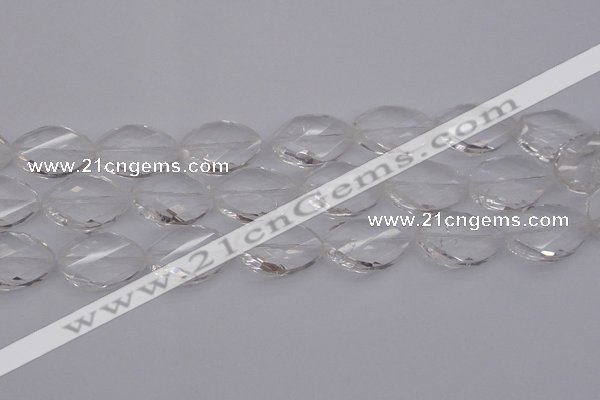 CCC527 15.5 inches 20*30mm twisted & faceted teardrop white crystal beads