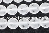 CCC608 15.5 inches 10mm faceted round matte natural white crystal beads