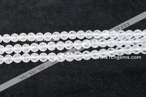 CCC608 15.5 inches 10mm faceted round matte natural white crystal beads