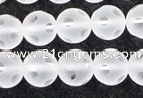 CCC609 15.5 inches 12mm faceted round matte natural white crystal beads