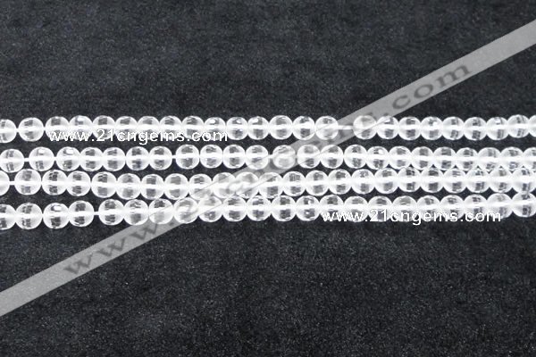 CCC611 15.5 inches 6mm faceted round matte natural white crystal beads