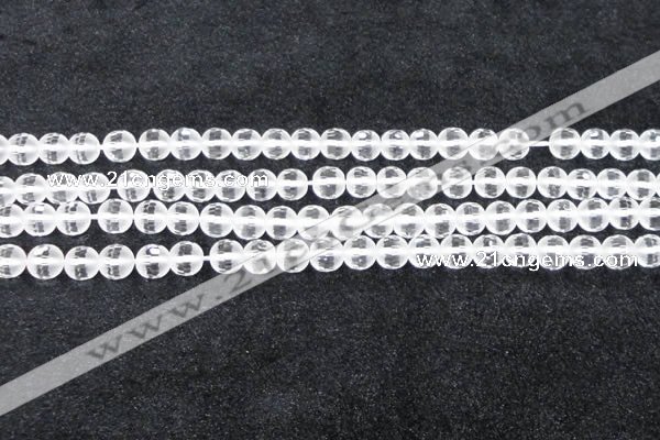 CCC612 15.5 inches 8mm faceted round matte natural white crystal beads