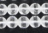 CCC613 15.5 inches 10mm faceted round matte natural white crystal beads