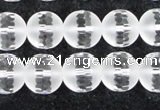 CCC614 15.5 inches 12mm faceted round matte natural white crystal beads