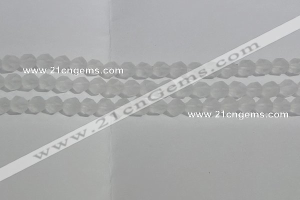 CCC626 15.5 inches 6mm faceted nuggets matte white crystal beads