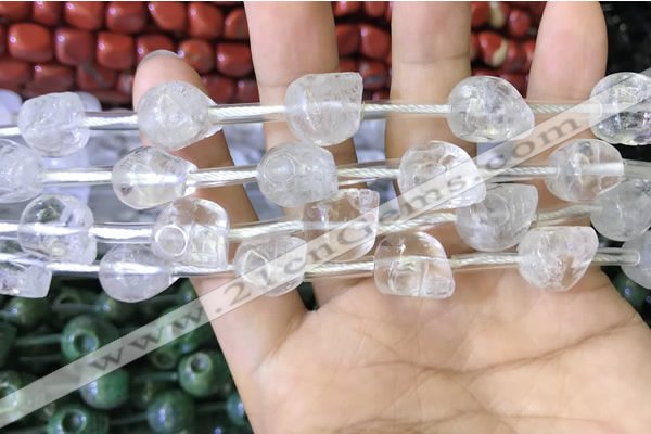 CCC631 15.5 inches 12*14*14mm skull white crystal gemstone beads