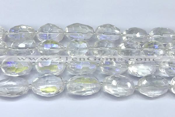 CCC636 15 inches 12*16mm - 15*25mm faceted nuggets AB-color white crystal beads