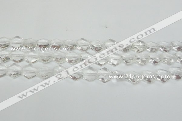 CCC750 15.5 inches 14*14mm faceted hexagon natural white crystal beads