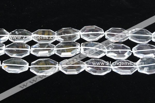 CCC752 15.5 inches 18*28mm faceted octagonal natural white crystal beads