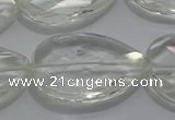 CCC812 22*30mm faceted flat teardrop natural white crystal beads