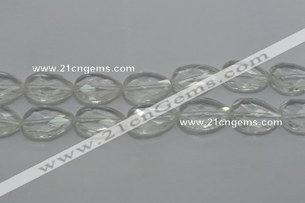 CCC812 22*30mm faceted flat teardrop natural white crystal beads