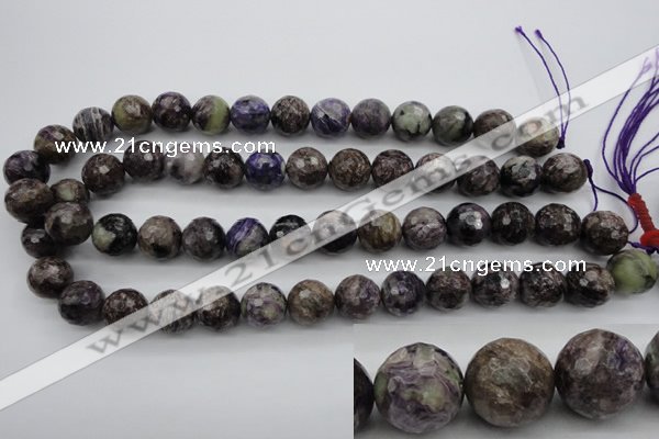 CCG55 15.5 inches 14mm faceted round natural charoite beads