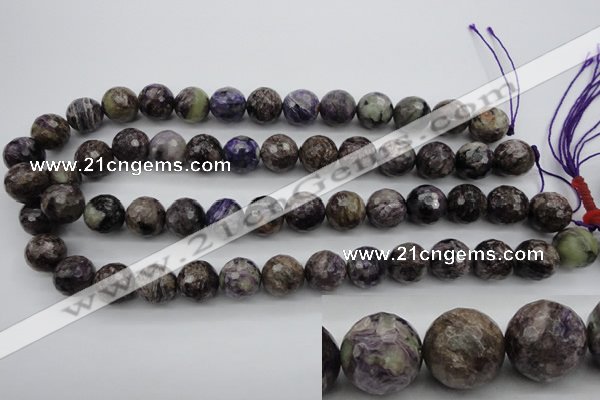 CCG59 15.5 inches 13mm faceted round natural charoite beads