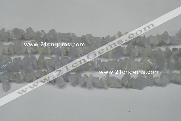 CCH218 34 inches 5*8mm blue chalcedony chips gemstone beads wholesale