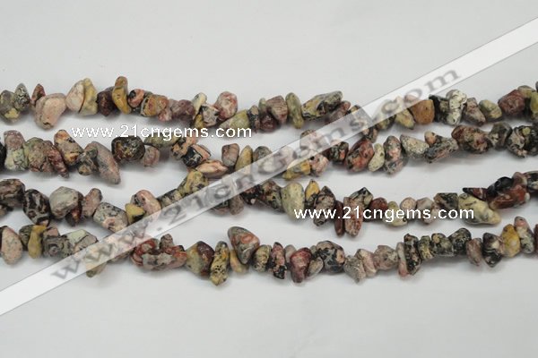 CCH226 34 inches 5*8mm red leopard skin jasper chips beads wholesale