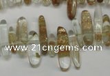 CCH340 15.5 inches 5*20mm gold sand quartz chips beads wholesale