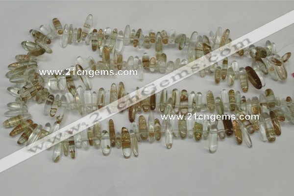 CCH340 15.5 inches 5*20mm gold sand quartz chips beads wholesale