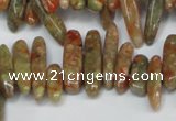 CCH342 15.5 inches 5*20mm New unakite chips gemstone beads wholesale