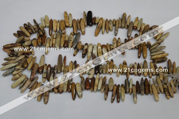 CCH345 15.5 inches 5*20mm picture jasper chips beads wholesale