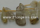 CCH403 15.5 inches 8*20mm - 10*25mm golden rutilated quartz chips beads