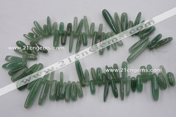 CCH405 15.5 inches 6*22mm - 7*35mm green aventurine chips beads