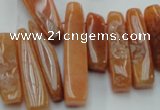 CCH406 15.5 inches 6*25mm - 12*38mm red aventurine chips beads