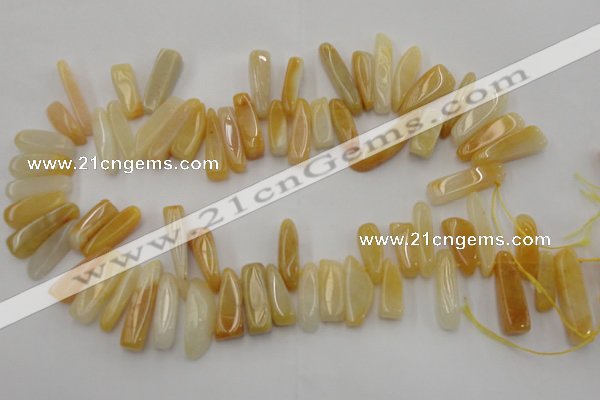 CCH408 15.5 inches 6*20mm - 7*30mm yellow jade chips beads