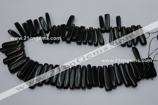 CCH409 15.5 inches 6*25mm - 7*35mm black agate chips beads