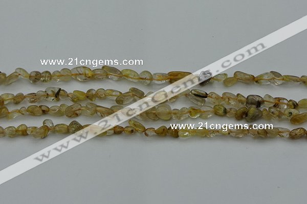 CCH673 15.5 inches 4*6mm - 5*8mm golden rutilated quartz chips beads