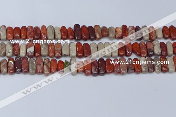 CCH715 15.5 inches 5*10mm - 5*15mm red porcelain chips beads