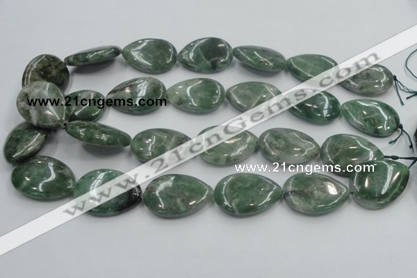 CCJ08 15.5 inches 22*30mm flat teardrop natural African jade beads