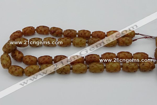 CCJ324 15.5 inches 12*16mm - 13*18mm carved drum China jade beads