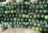 CCJ337 15.5 inches 6mm faceted round China green jade beads