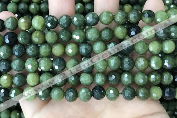 CCJ338 15.5 inches 8mm faceted round China green jade beads