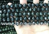 CCJ344 15.5 inches 8mm faceted round dark green jade beads