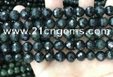 CCJ345 15.5 inches 10mm faceted round dark green jade beads