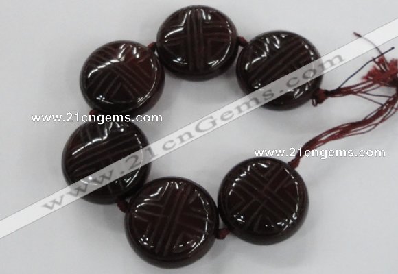 CCJ361 35mm carved coin China jade beads wholesale