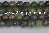 CCJ420 15.5 inches 4mm faceted round dendritic green jade beads