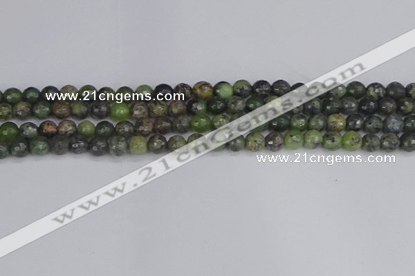 CCJ421 15.5 inches 6mm faceted round dendritic green jade beads