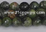 CCJ422 15.5 inches 8mm faceted round dendritic green jade beads