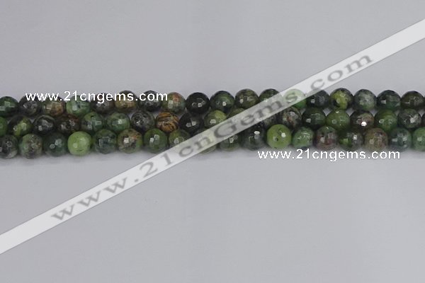 CCJ422 15.5 inches 8mm faceted round dendritic green jade beads