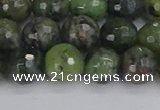 CCJ423 15.5 inches 10mm faceted round dendritic green jade beads