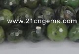 CCJ424 15.5 inches 12mm faceted round dendritic green jade beads