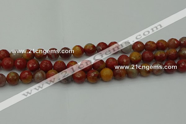 CCJ463 15.5 inches 10mm faceted round colorful jasper beads