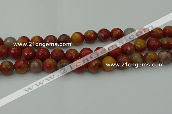 CCJ465 15.5 inches 14mm faceted round colorful jasper beads