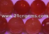 CCL55 15 inches 12mm faceted round carnelian gemstone beads