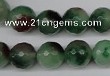 CCN1306 15.5 inches 14mm faceted round rainbow candy jade beads