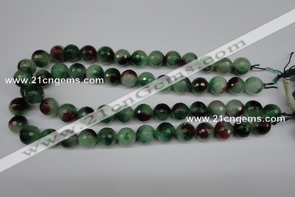 CCN1306 15.5 inches 14mm faceted round rainbow candy jade beads