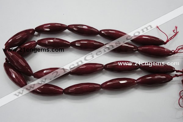 CCN1469 15.5 inches 14*40mm faceted rice candy jade beads wholesale