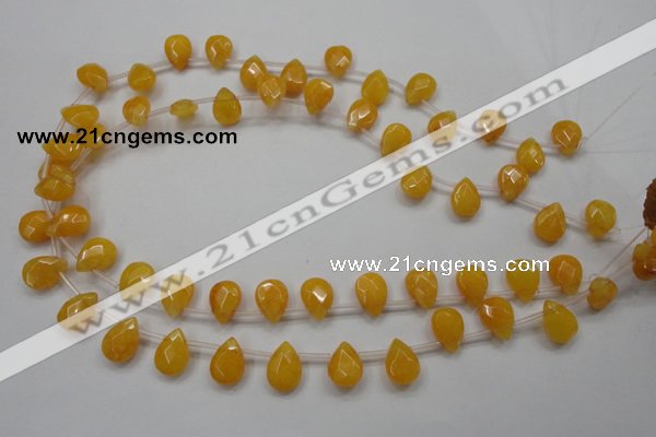 CCN1582 15.5 inches 10*14mm briolette candy jade beads wholesale